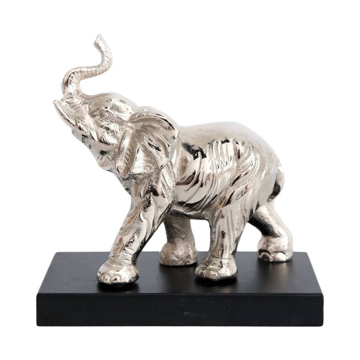 Sil - Statuette éléphant en aluminium sur socle en bois 19 cm - Image 1