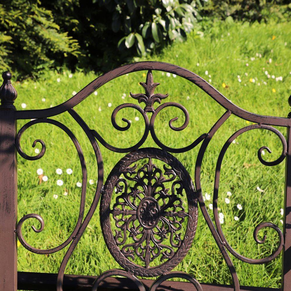 Balancelle de jardin en fer forgé marron 1 place Ht.209 cm Chemin de campagne - Image 4