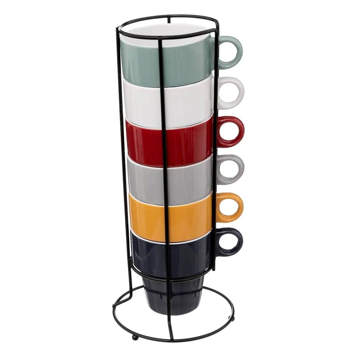 Lot de 6 Mugs sur Rack "Colorama" 26cl Multicolore - Image 1