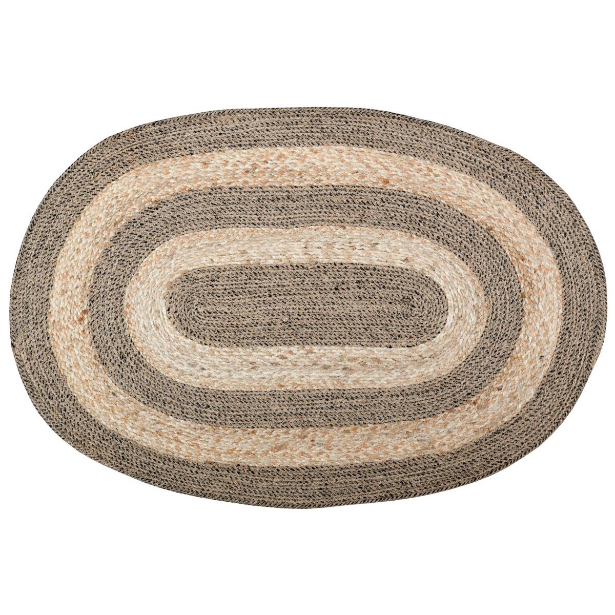 Aubry Gaspard - Tapis ovale en jute naturel et noir - Image 1