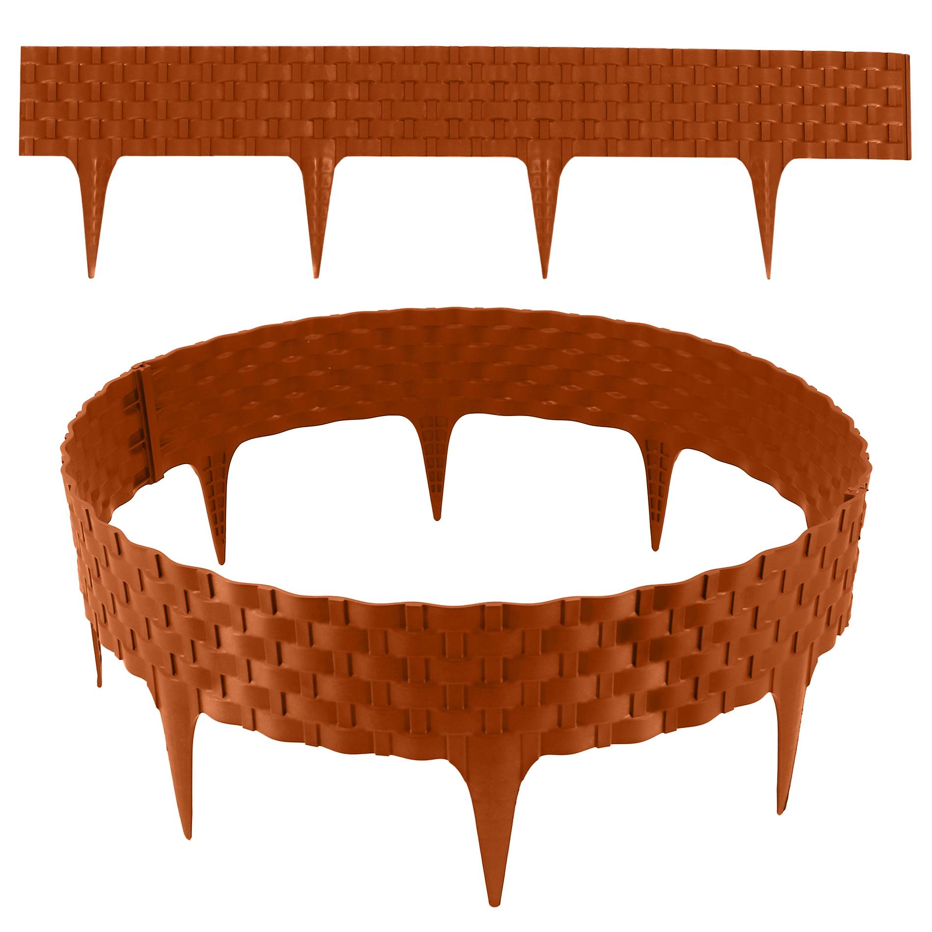 Bordure de pelouse aspect rotin terracotta 20x80 cm – Grande bordure jardin plastique - Image 1