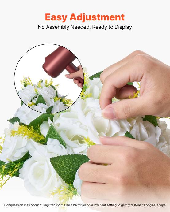 VEVOR Boules de Fleurs Artificielles Centre de Table 10 PCS 24 cm Roses Blanches - Image 5