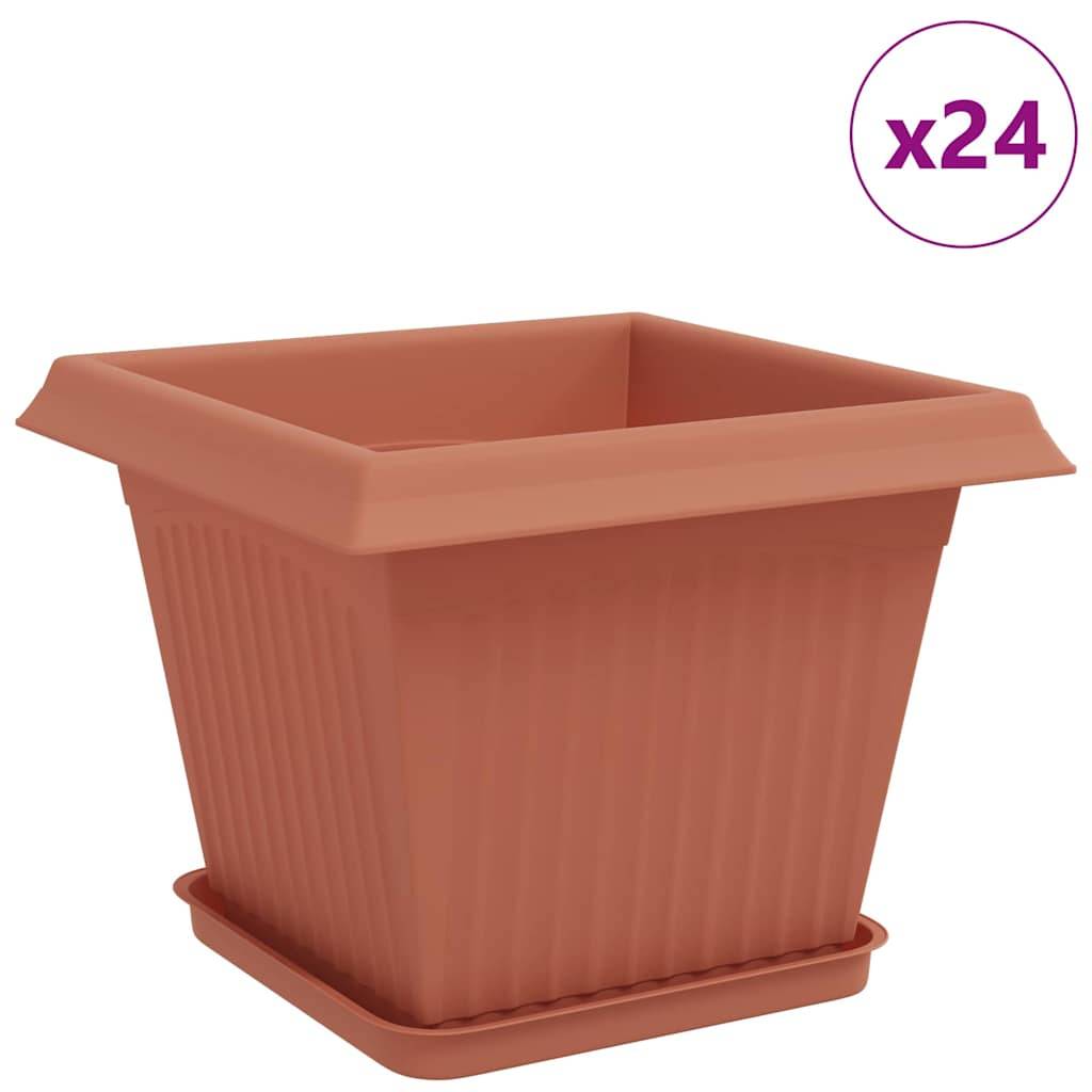 Vidaxl - Pots de plantes 24 pc Rouge brique Plastique vidaXL 3403307 - Image 2