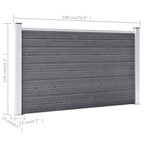Clôture jardin WPC gris 699 x 106 cm - PANGIVO - Image 9