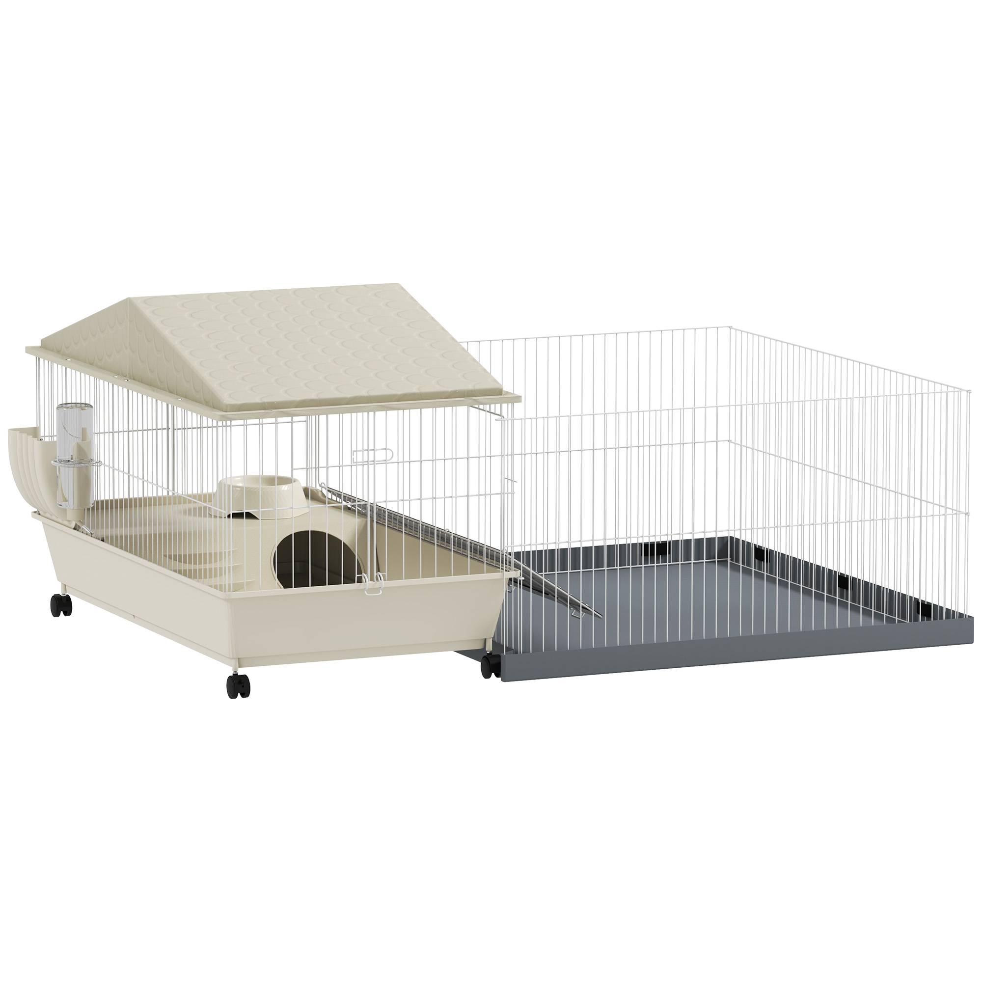 Cage pour petits animaux métal beige 108 x 71 x 57 cm - PANGIVO - Image 2