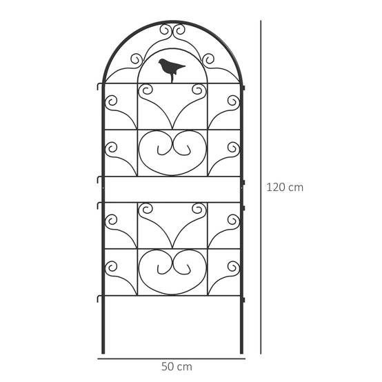 Lot 2 Treillis Métal Jardin Plantes Grimpantes Support Déco Oiseaux 50x120cm Noir - ComfortXL Outdoor Living - Image 3