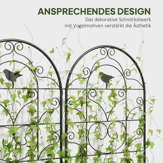 Lot 2 Treillis Métal Jardin Plantes Grimpantes Support Déco Oiseaux 50x120cm Noir - ComfortXL Outdoor Living - Image 5