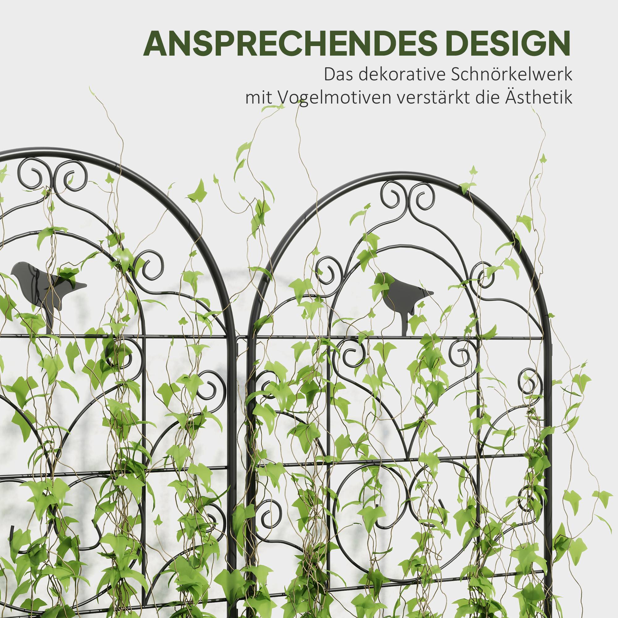 Lot 2 Treillis Métal Jardin Plantes Grimpantes Support Déco Oiseaux 50x120cm Noir - ComfortXL Outdoor Living - Image 5