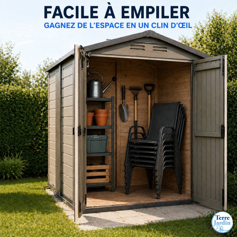 Chaises de jardin empilables textilène x6 Unité Anthracite - Image 7