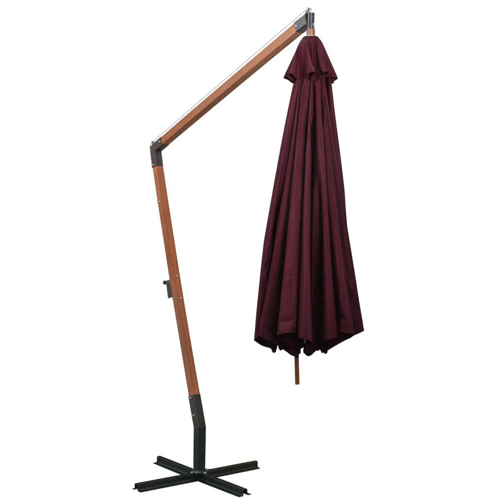 Helloshop26 - Parasol suspendu avec mât 3,5 x 2,9 m bois de sapin rouge bordeaux - Image 4