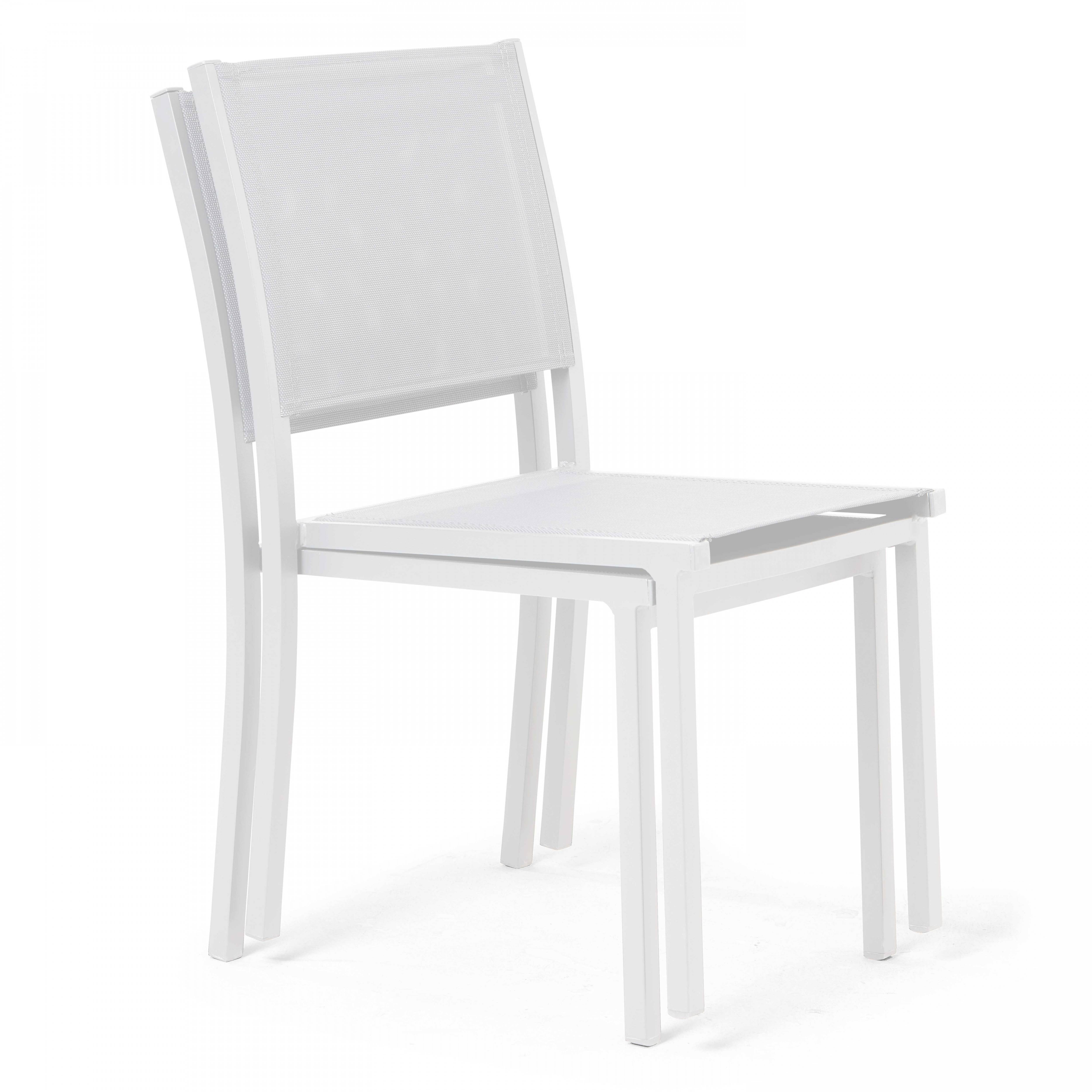 Oviala - Table de terrasse aluminium et pierre, 6 chaises et 2 fauteuils blanc Piedra - Oviala - Image 4