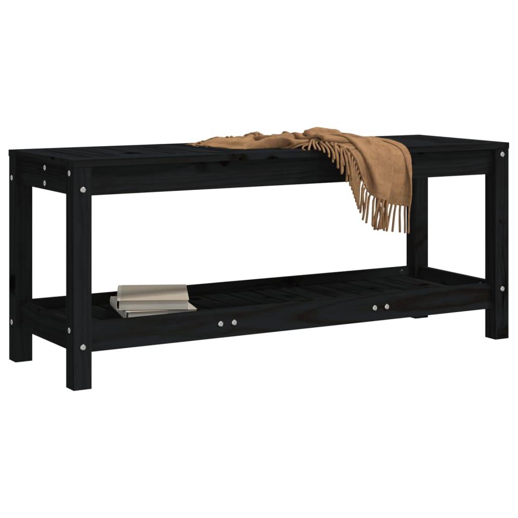 Maison Chic - Banc de jardin - Banc d'extérieur - Banquette noir 108x35x45 cm bois massif de pin - Image 3