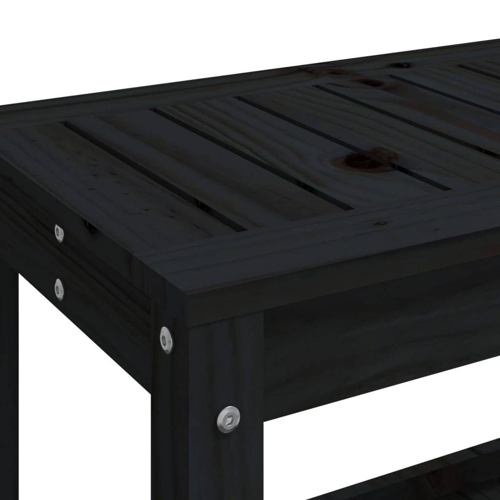 Maison Chic - Banc de jardin - Banc d'extérieur - Banquette noir 108x35x45 cm bois massif de pin - Image 7