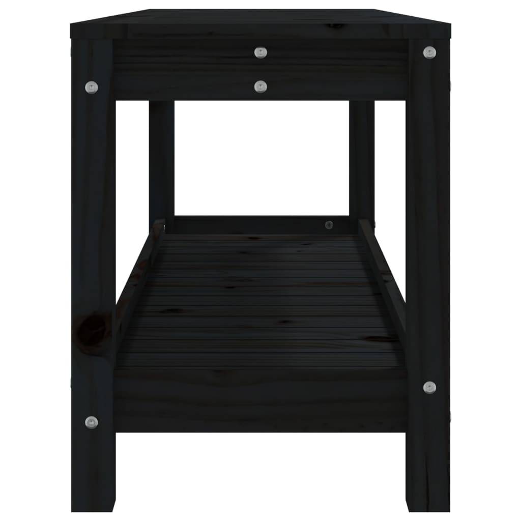 Maison Chic - Banc de jardin - Banc d'extérieur - Banquette noir 108x35x45 cm bois massif de pin - Image 6