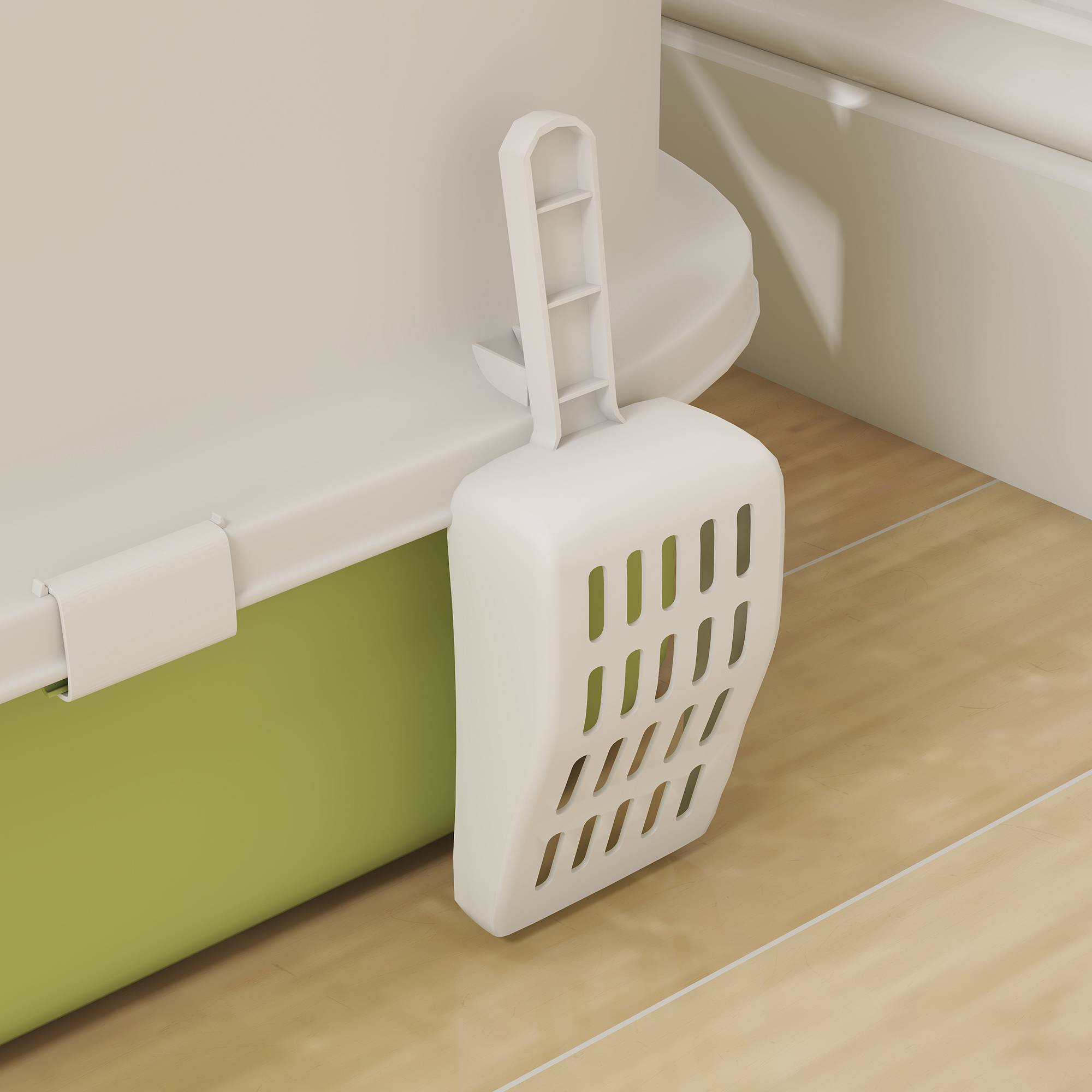Bac à litière fermé porte translucide pelle incluse design hygiénique anti odeurs facile nettoyage chat intérieur 40,5 x 52,5 x 42,5 cm vert - Image 10