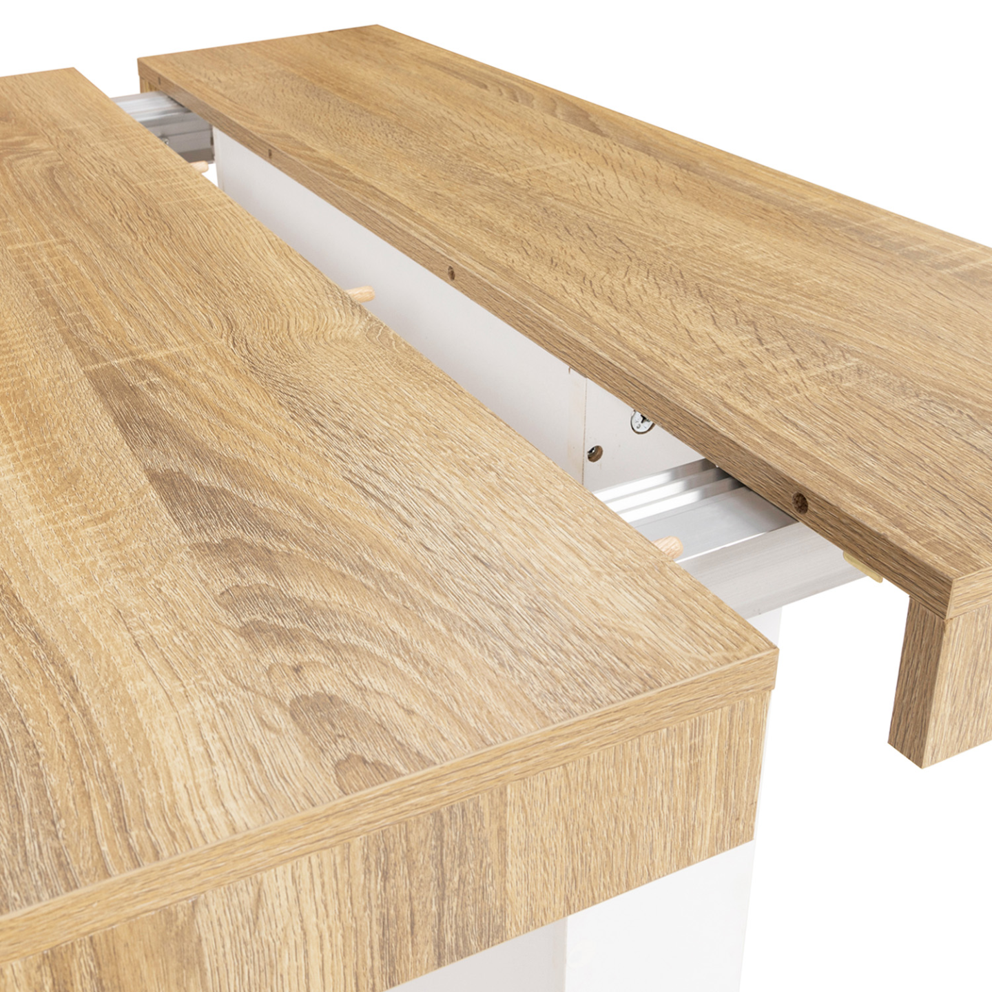 Table console extensible EDEN 10 personnes 235 cm bois et blanc - Image 7