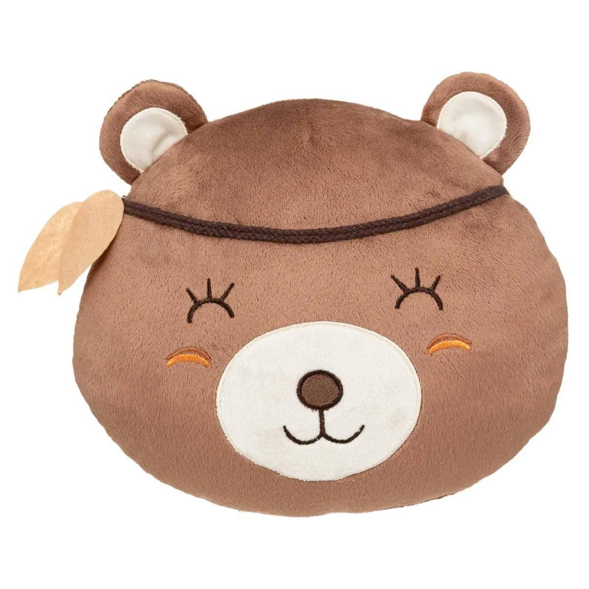 Coussin Ours Enfant "Forêt" 27x30cm Marron - Image 1