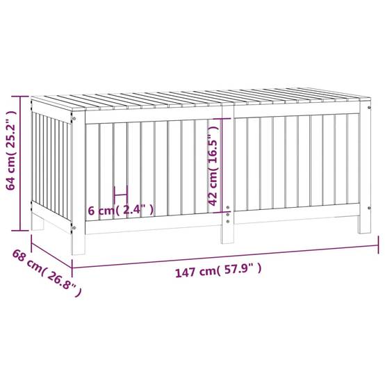 Coffre boîte meuble de jardin rangement noir 147 x 68 x 64 cm bois massif pin - Image 6