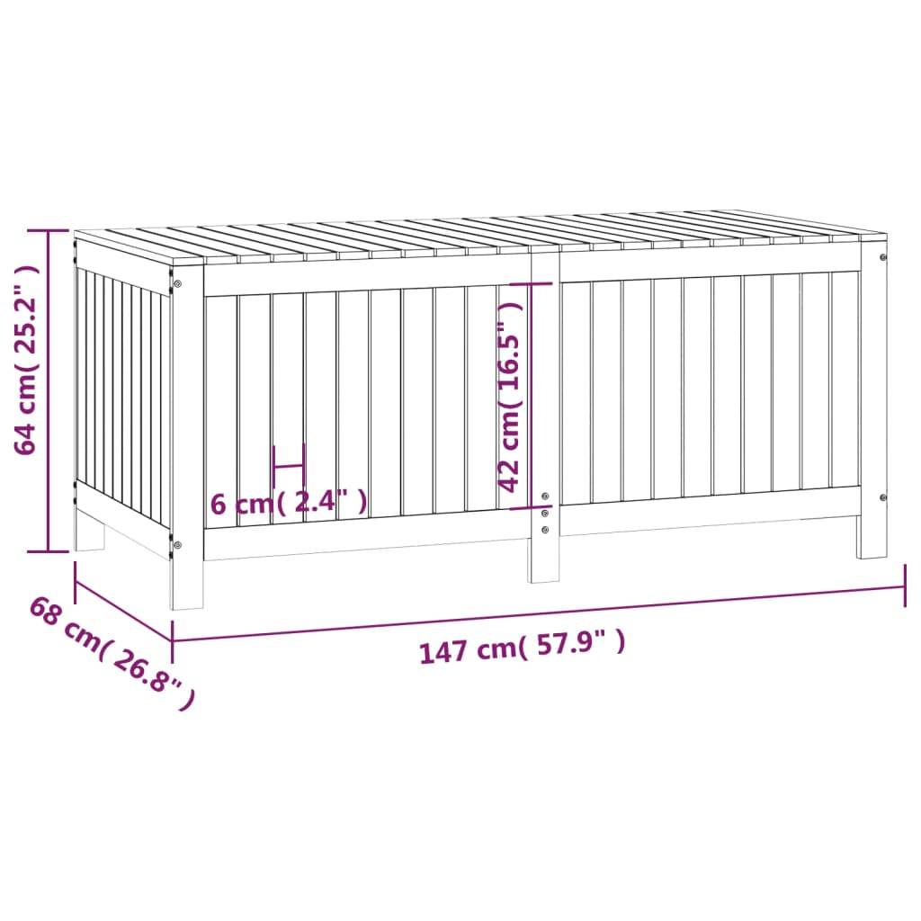 Coffre boîte meuble de jardin rangement noir 147 x 68 x 64 cm bois massif pin - Image 6