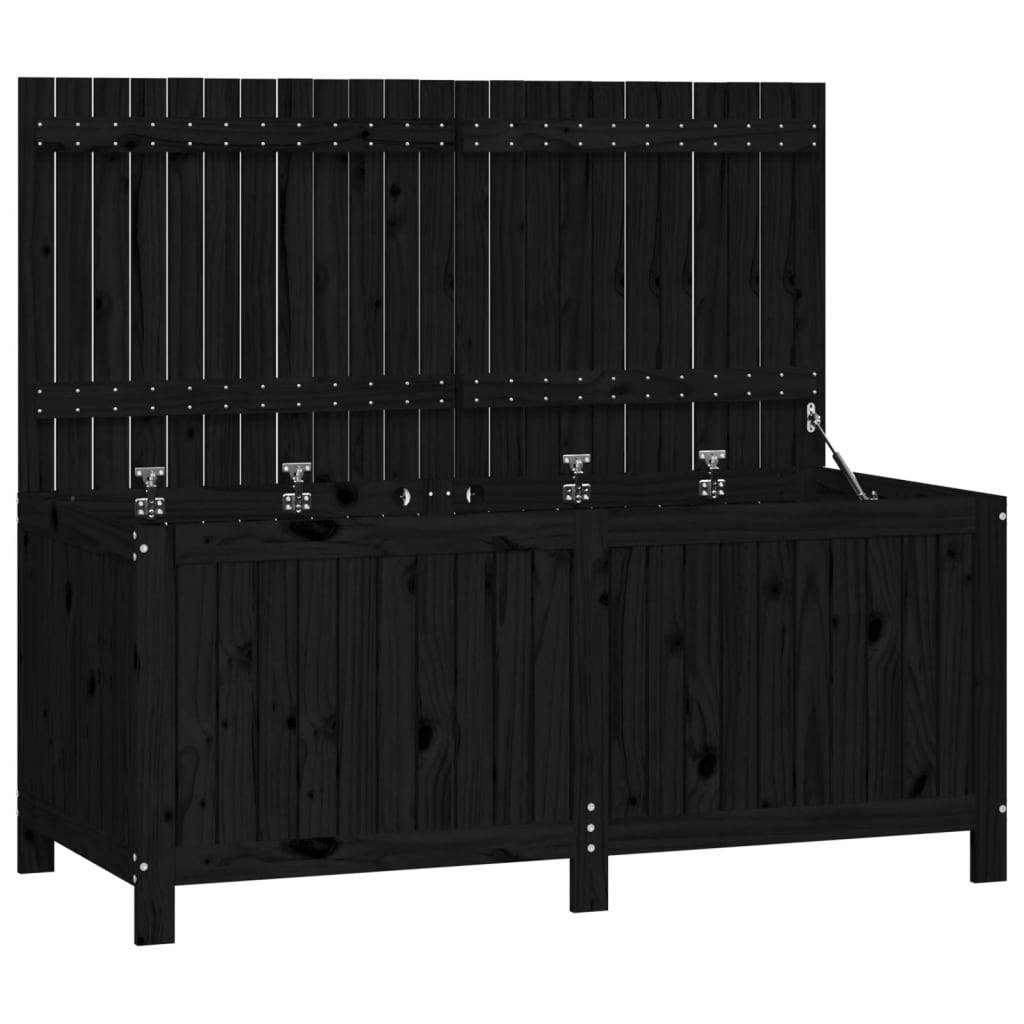 Coffre boîte meuble de jardin rangement noir 147 x 68 x 64 cm bois massif pin - Image 1
