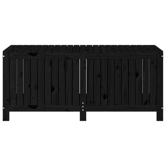 Coffre boîte meuble de jardin rangement noir 147 x 68 x 64 cm bois massif pin - Image 3