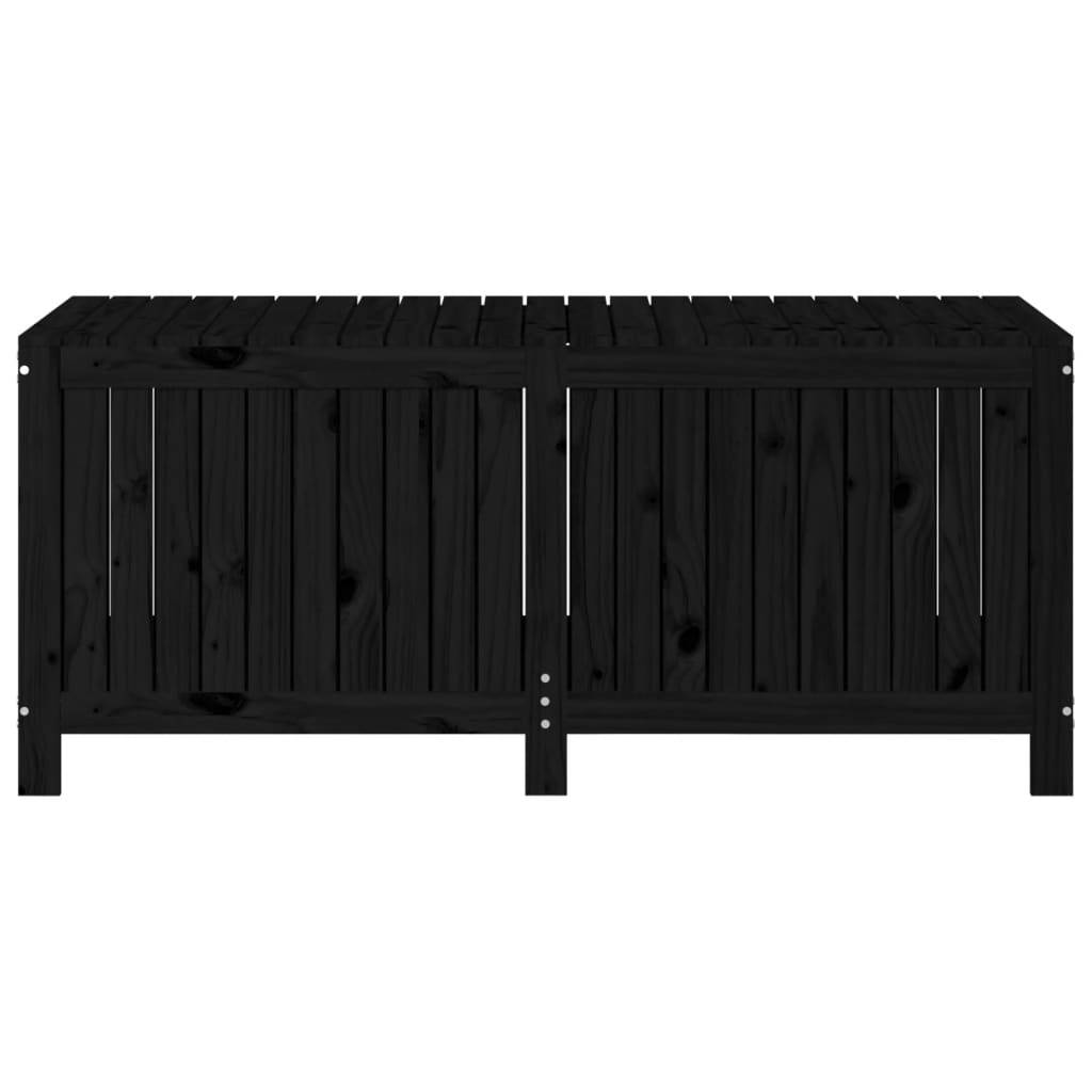 Coffre boîte meuble de jardin rangement noir 147 x 68 x 64 cm bois massif pin - Image 3
