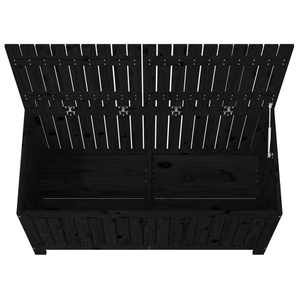 Coffre boîte meuble de jardin rangement noir 147 x 68 x 64 cm bois massif pin - Image 4