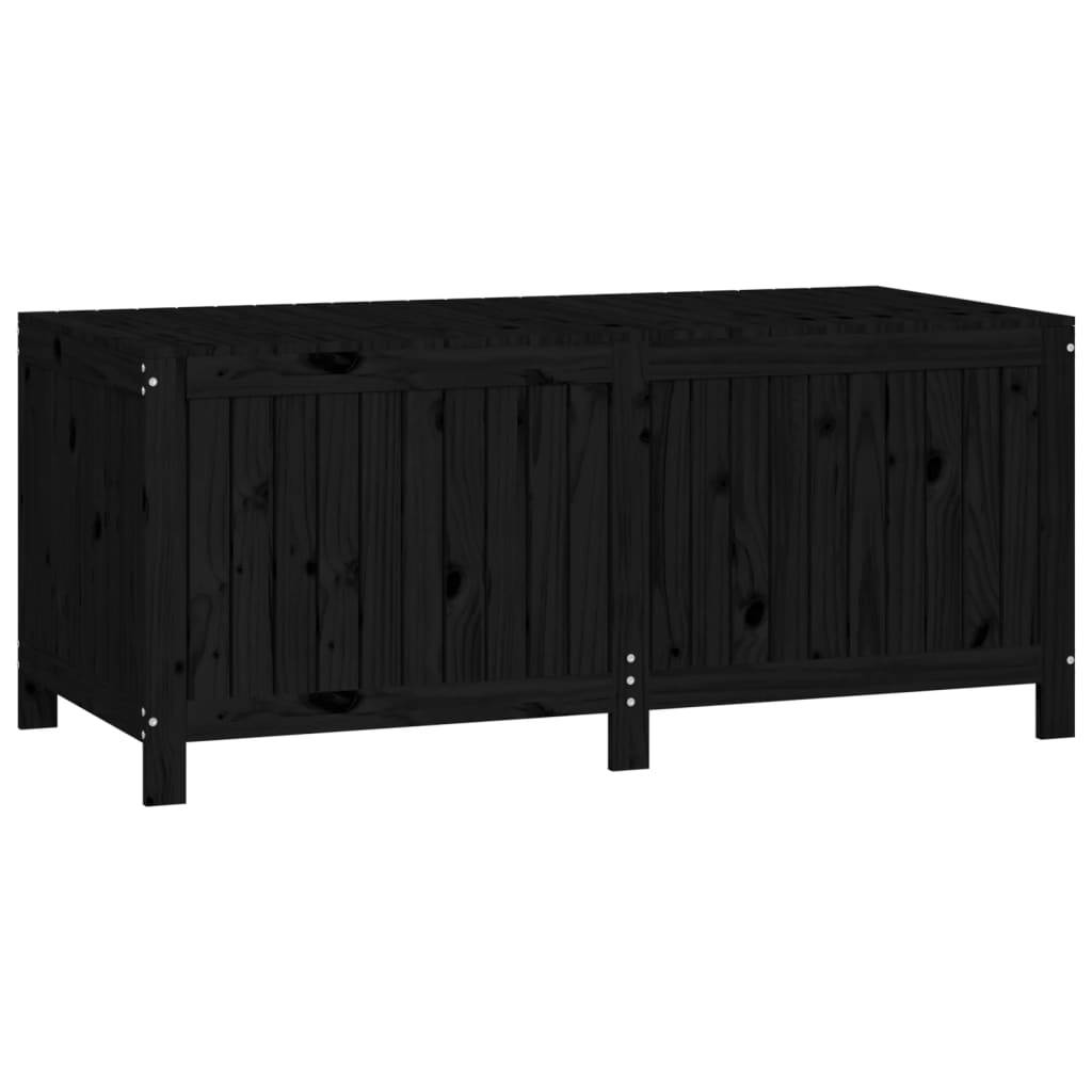 Coffre boîte meuble de jardin rangement noir 147 x 68 x 64 cm bois massif pin - Image 2
