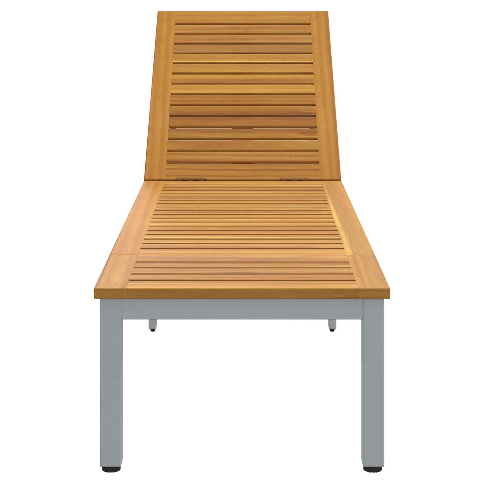 Vidaxl - Transat Gris 200 x 55 x 35 cm Bois d'Acacia Massif vidaXL 4010621 - Image 5