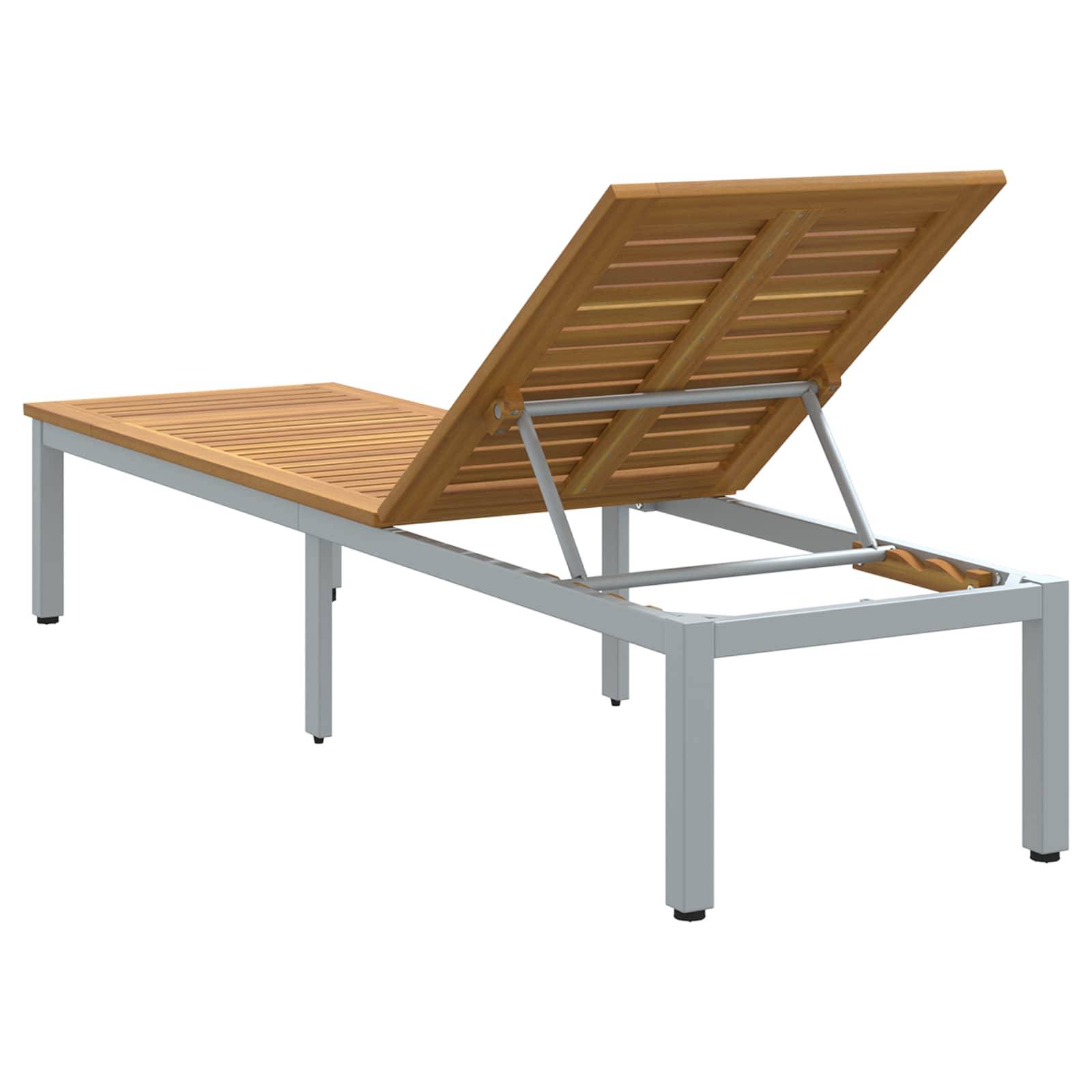 Vidaxl - Transat Gris 200 x 55 x 35 cm Bois d'Acacia Massif vidaXL 4010621 - Image 9