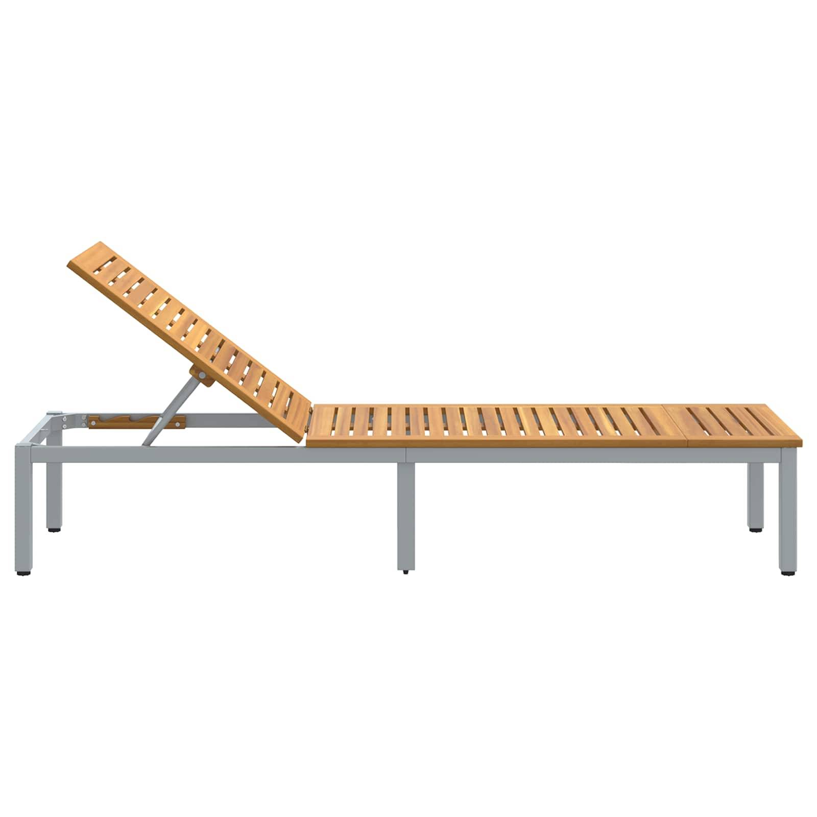 Vidaxl - Transat Gris 200 x 55 x 35 cm Bois d'Acacia Massif vidaXL 4010621 - Image 7