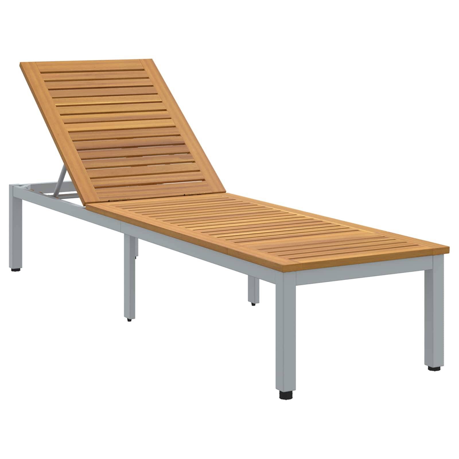 Vidaxl - Transat Gris 200 x 55 x 35 cm Bois d'Acacia Massif vidaXL 4010621 - Image 1