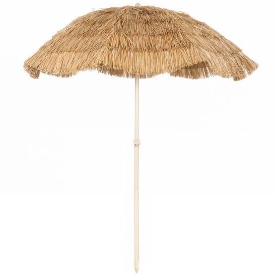 Parasol de plage Ø 1,85 m, grand parasol inclinable, style hawaïen - Polyester Kaki fr292 - Image 2