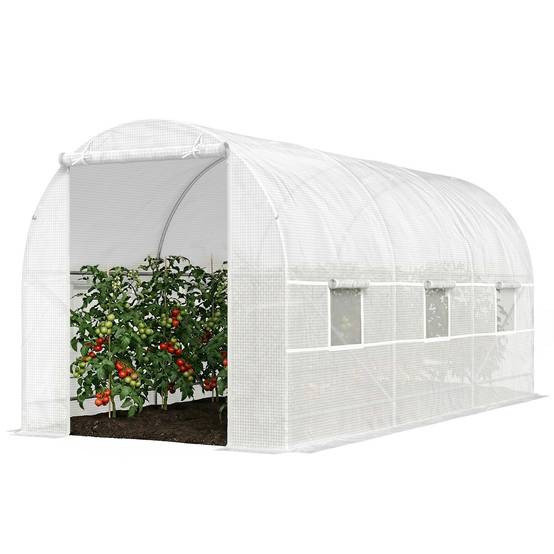 Serre tunnel acier PE pour jardin protection lumineuse anti-UV 445x200cm Blanc - ComfortXL Outdoor Living - Image 2