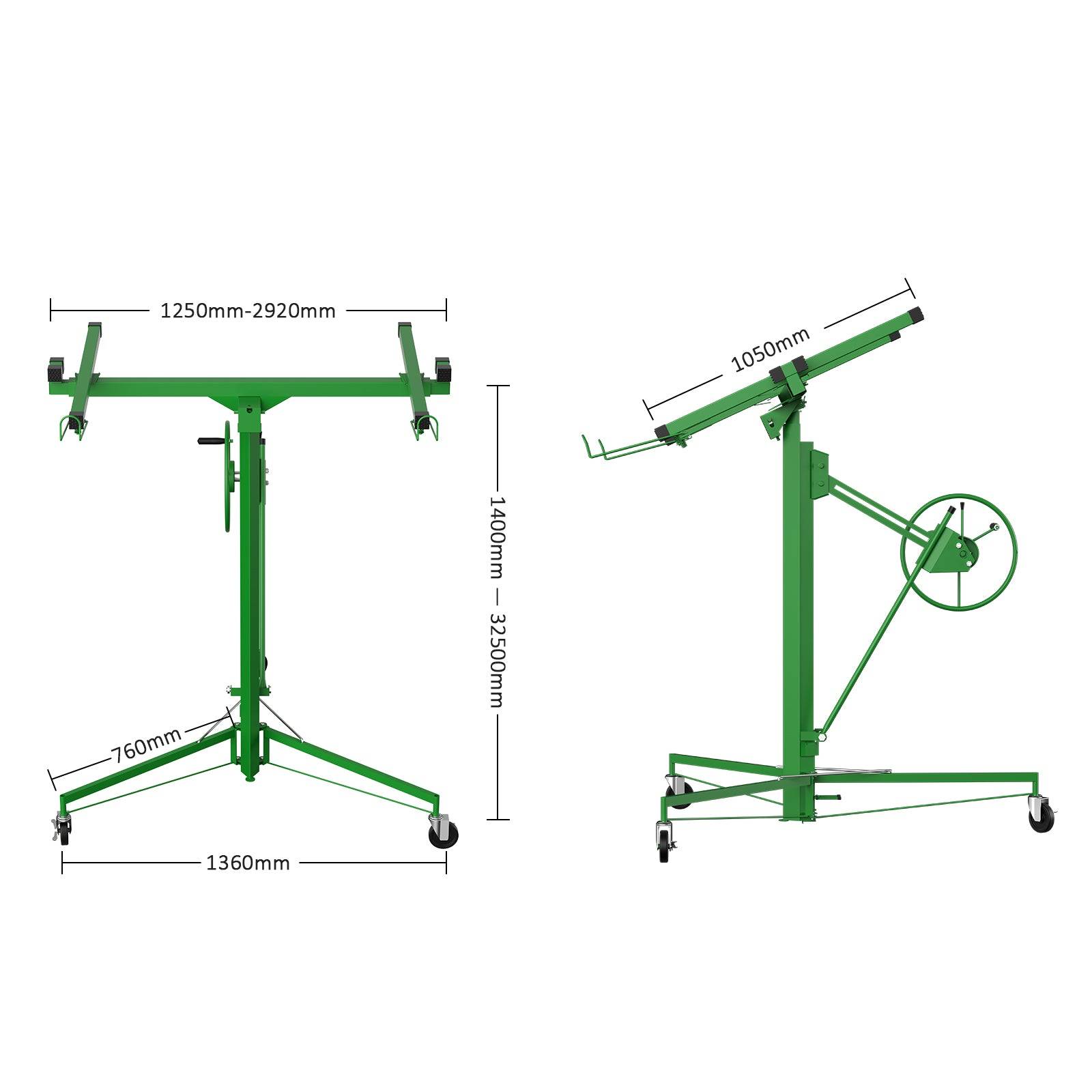 Lève-plaques XXL - Capacité 68kg, Hauteur Réglable 140-325cm,Vert - Image 4