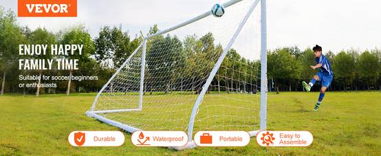 VEVOR But football enfants, cage PVC 371x183 cm, portable, filet. - Image 9