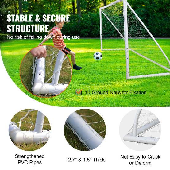 VEVOR But football enfants, cage PVC 371x183 cm, portable, filet. - Image 5