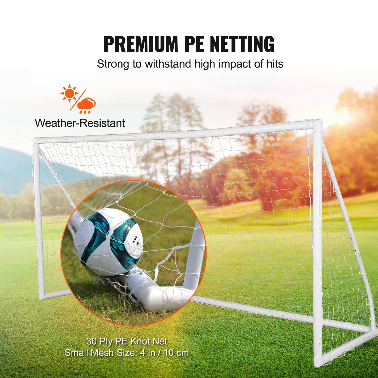 VEVOR But football enfants, cage PVC 371x183 cm, portable, filet. - Image 3