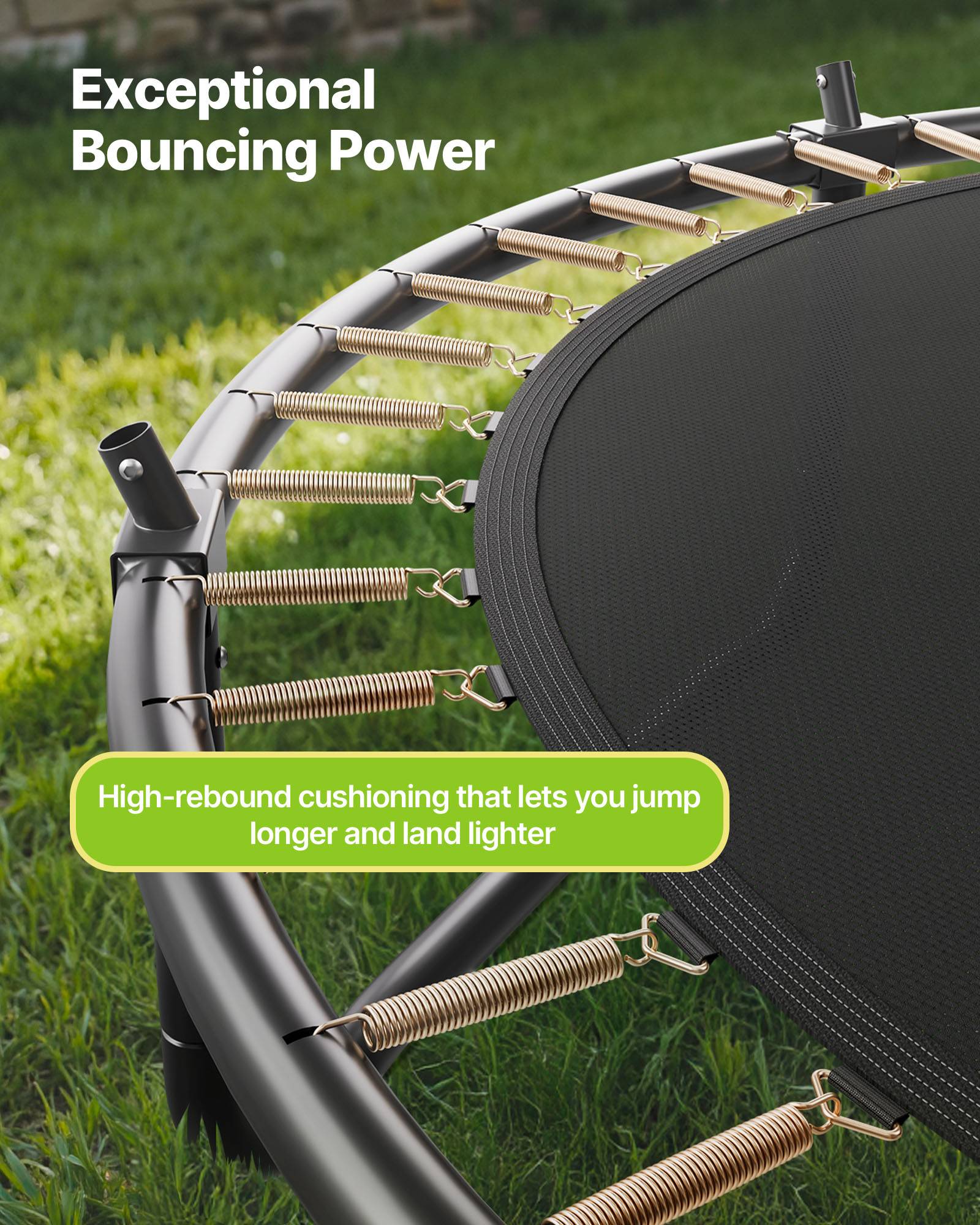 Vevor - VEVOR Trampoline extérieur 244 x 244 cm, filet de sécurité 360°, coussin épais, acier antirouille, capacité 120 kg. - Image 4