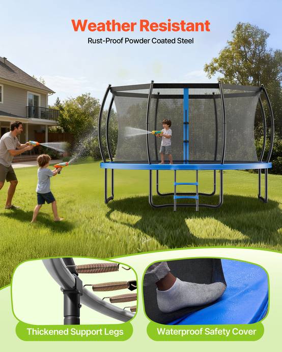Vevor - VEVOR Trampoline extérieur 244 x 244 cm, filet de sécurité 360°, coussin épais, acier antirouille, capacité 120 kg. - Image 7