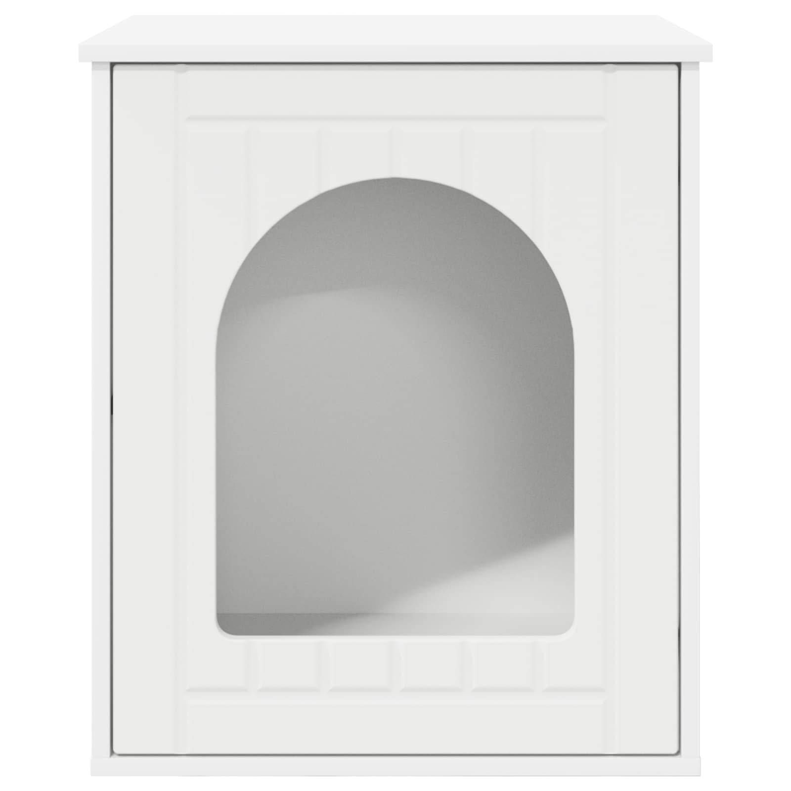 Maison pour chat bois d'ingénierie blanc 53 x 52 x 62 cm - PANGIVO - Image 6