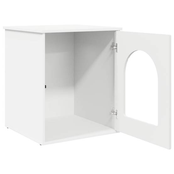 Maison pour chat bois d'ingénierie blanc 53 x 52 x 62 cm - PANGIVO - Image 5