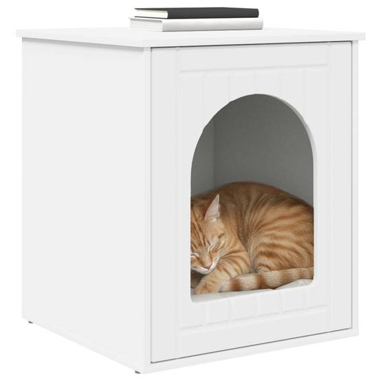Maison pour chat bois d'ingénierie blanc 53 x 52 x 62 cm - PANGIVO - Image 3
