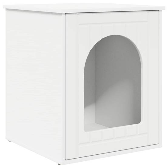 Maison pour chat bois d'ingénierie blanc 53 x 52 x 62 cm - PANGIVO - Image 2