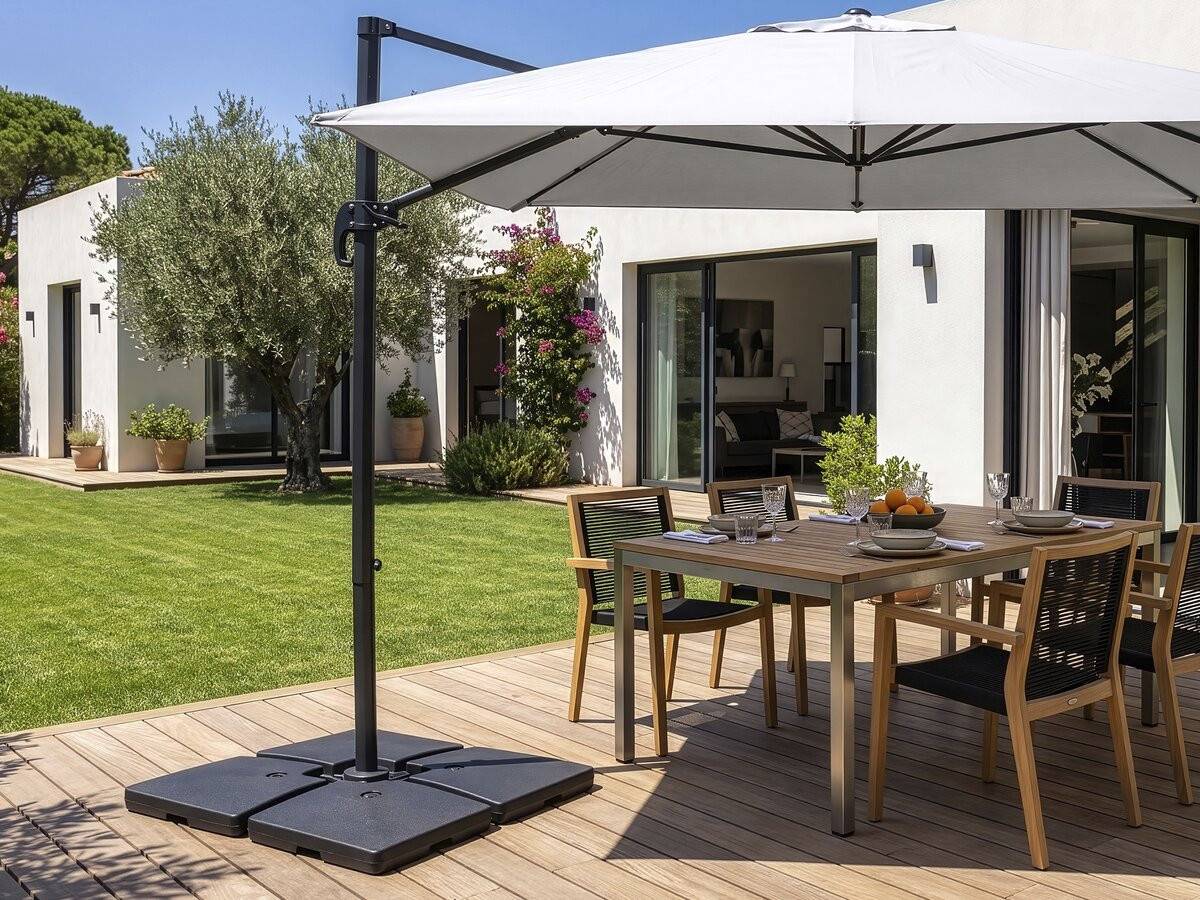 4 Dalles à Lester Pour Gros Parasol Déporté - 4 X 3 - 104 Kg - Noir -habitat Et Jardin - Image 2