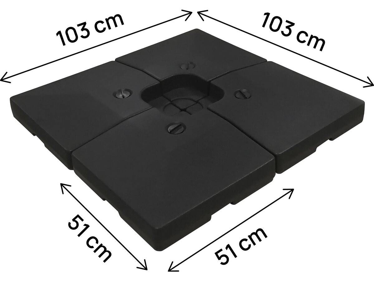 4 Dalles à Lester Pour Gros Parasol Déporté - 4 X 3 - 104 Kg - Noir -habitat Et Jardin - Image 3