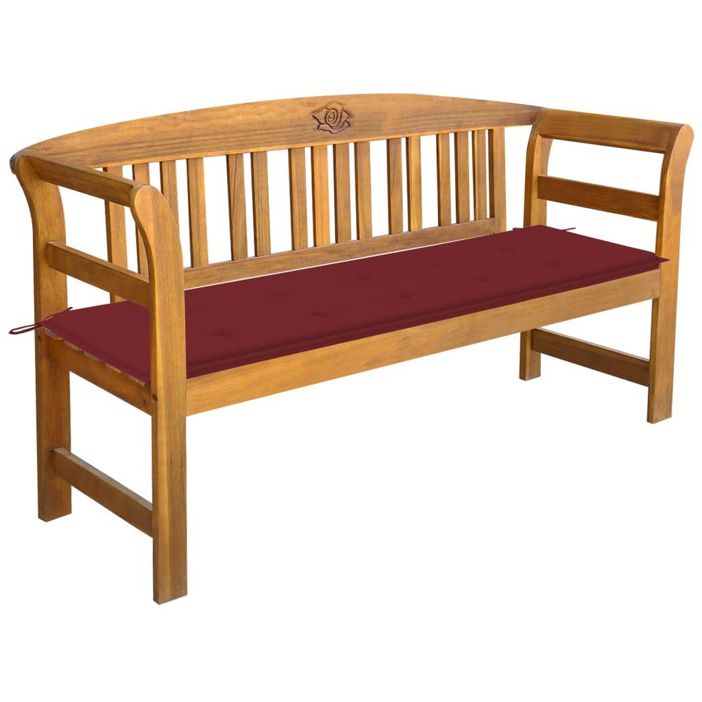 Helloshop26 - Banc de jardin meuble de patio d'extérieur terrasse avec coussin 157 cm bois d'acacia massif - Image 1