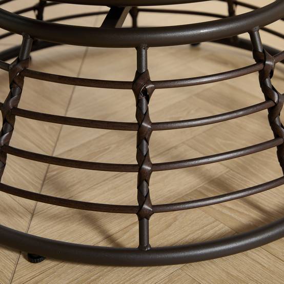 Chaise Papasan en osier pivotante 360° cadre marron coussin gris velours côtelé confortable pour tous espaces de vie - Image 7