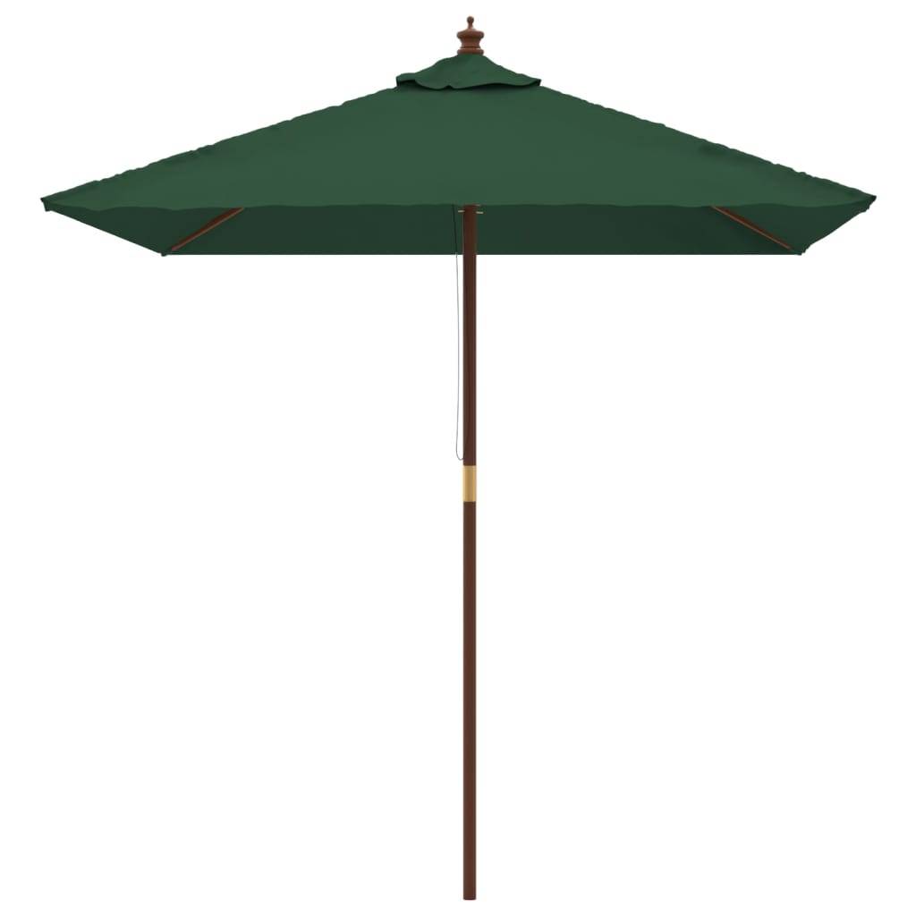 Helloshop26 - Parasol mobilier de jardin avec mât en bois 198 x 198 x 231 cm vert - Image 2