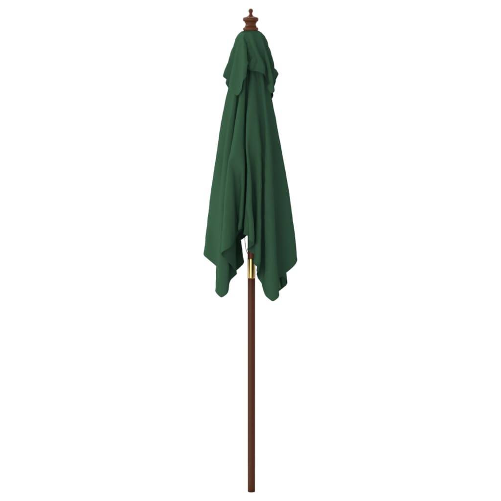 Helloshop26 - Parasol mobilier de jardin avec mât en bois 198 x 198 x 231 cm vert - Image 3